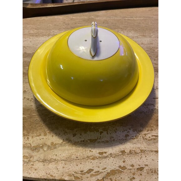 Antique Royal Worcester Porcelain Vegetable Cloche Yellow & White With Gold Acce - Picture 6 of 11